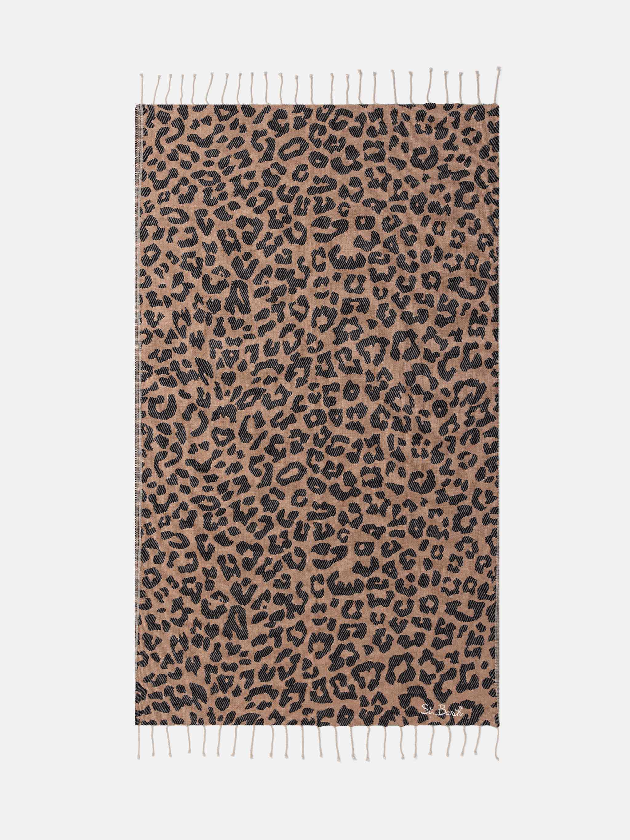 Telo mare Foutas in cotone con jacquard animalier