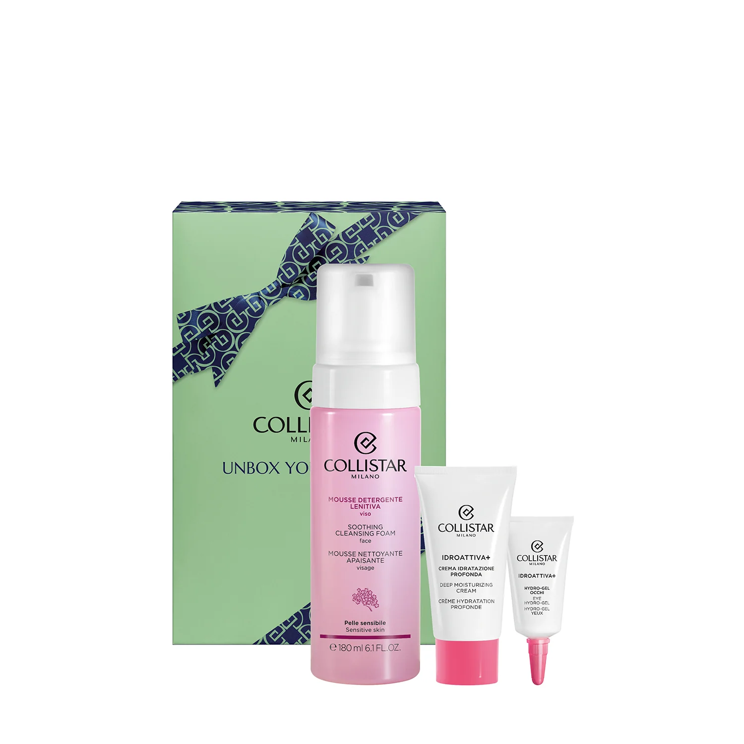 Detergenza Cofanetto Mousse Detergente Lenitiva Viso - Cofanetto Lenitivo, Mousse detergente viso, Crema viso giorno idratante, Tratt.anti borse e occhiaie