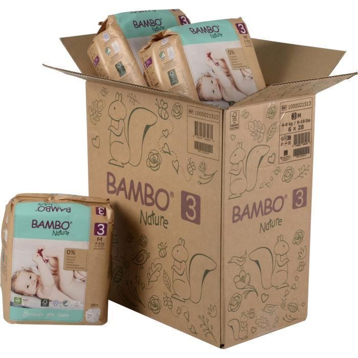 caja - 168 pañales BAMBO NATURE de diseño ecológico, talla 3