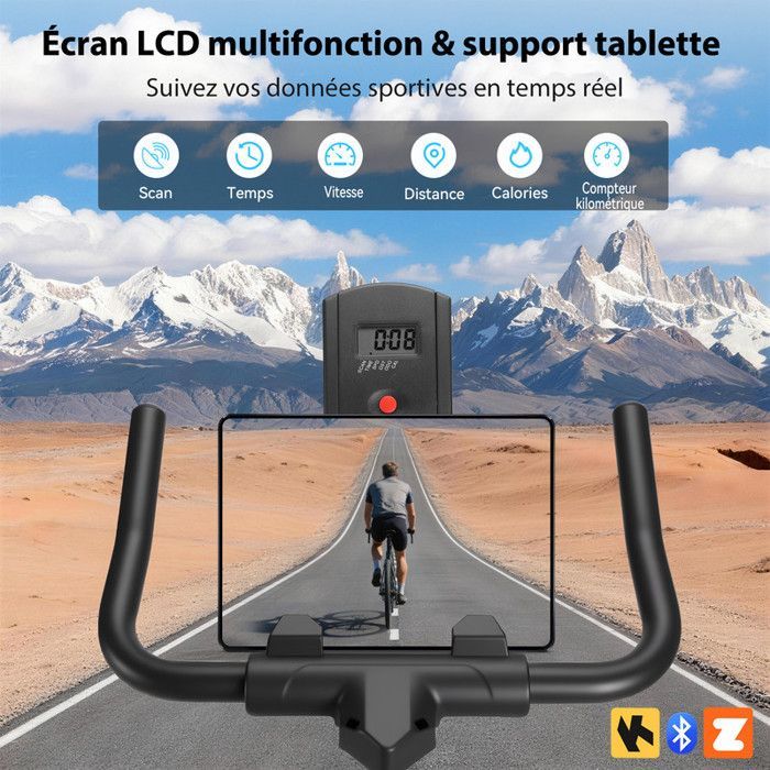 Vélo d'Appartement avec APP - Silencieux avec Résistance Magnétique Réglable - Ecran LCD - Pour Entraînement Cardio – Capacité160KG
