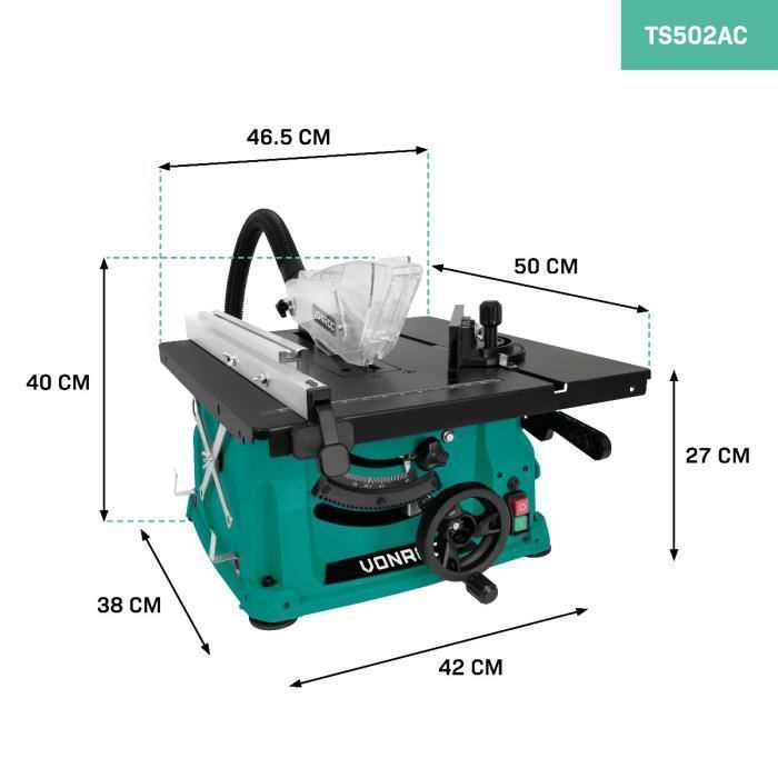 Scie à table compacte 1500W - Ø210mm | Lame de scie 40T incluse