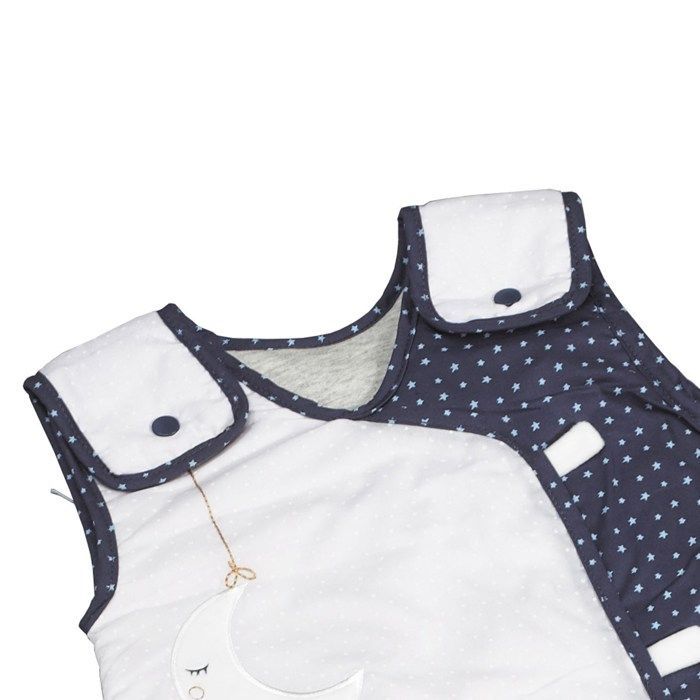Saco de dormir de verão em algodão branco - Merlin - 0-4 meses - Abertura no ombro e zíper