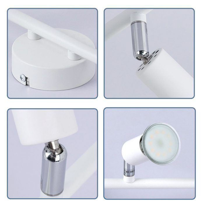 Homefire Plafonnier LED 6 spots GU10 - Spot de Plafond Lampe de Plafond Moderne Intérieur Blanc pour Salon Salle de Bain