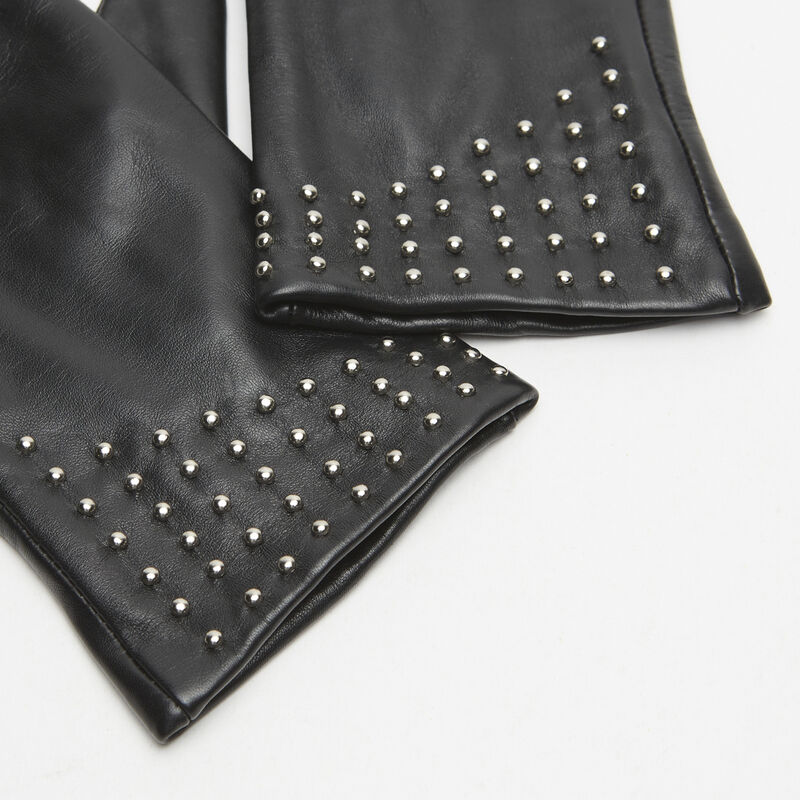 Guanto da donna w pelle con micro borchie