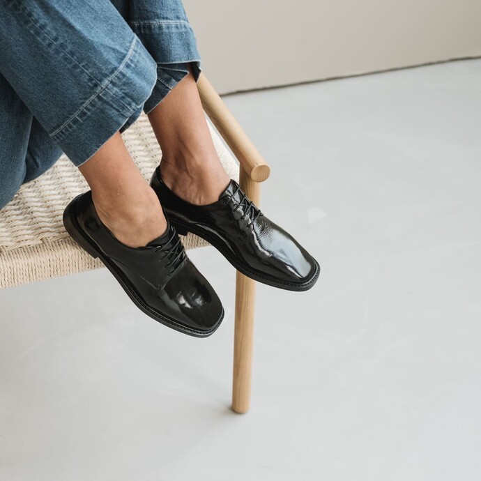 Derbies  en cuir plissé noir