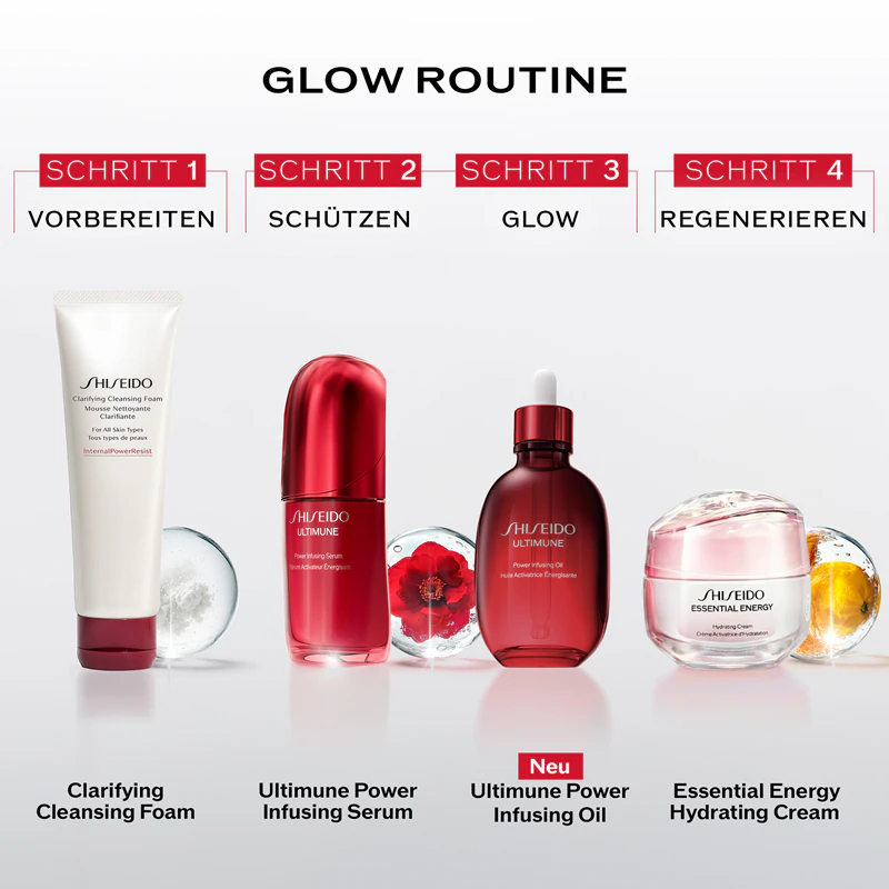 Óleo hidratante Shiseido Ultimune Power Infusing Oil para rosto, corpo e cabelo.