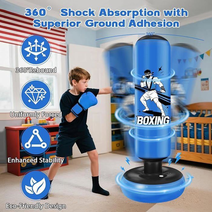 Sacco da boxe gonfiabile per bambini da 168 cm con guantoni da boxe - Regalo perfetto per bambini e bambine