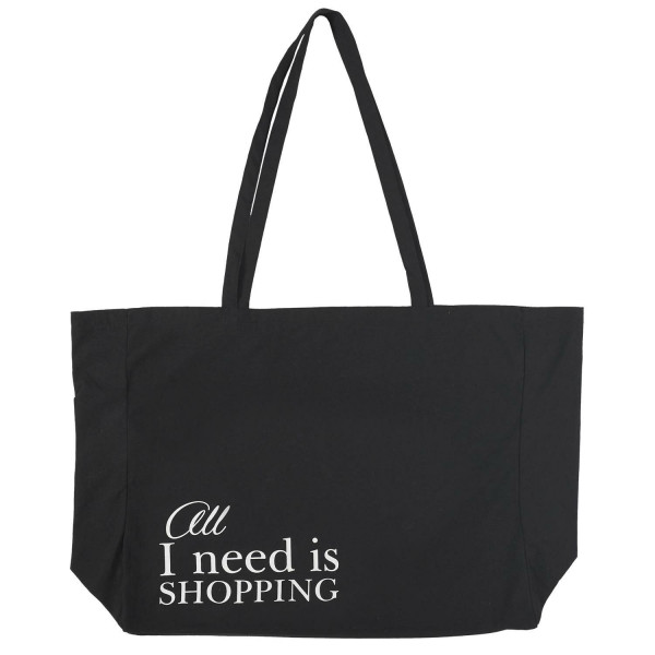 TORBA SHOPPER All I Need Is Shopping czarna NA RAMIĘ
