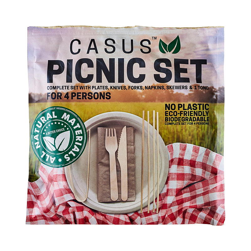 Set de picnic para 4 personas. 100% biodegradable.