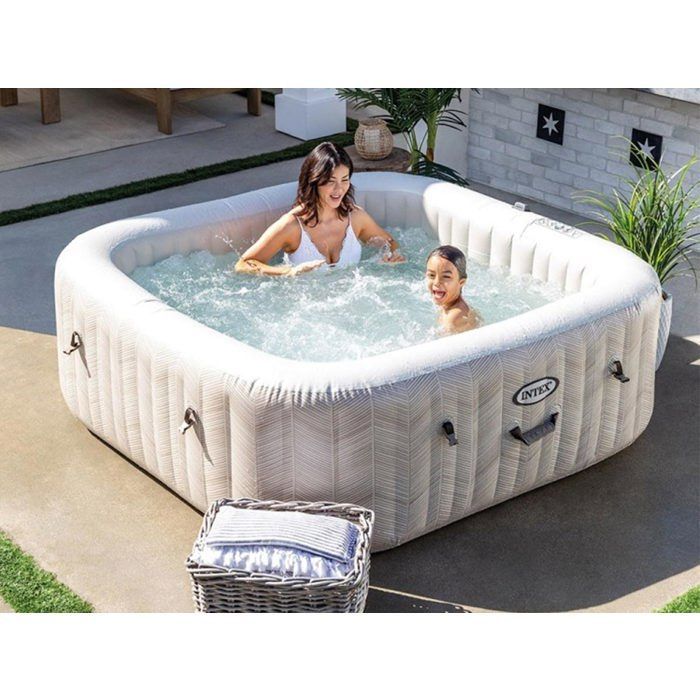 Jacuzzi inflable Intex PureSpa Chevron Square Bubble para 6 personas + kit de mantenimiento