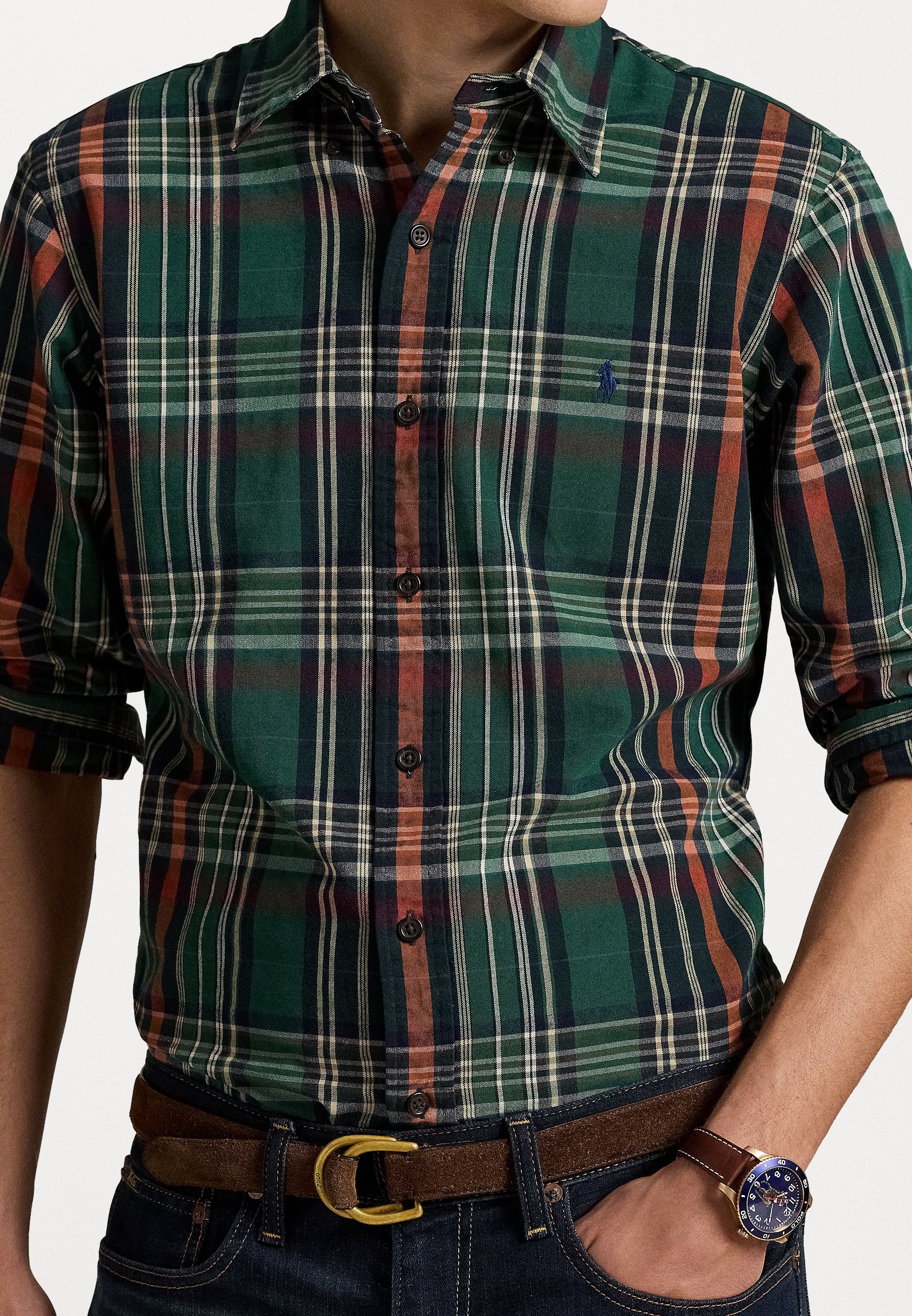 Polo Ralph Lauren CUSTOM FIT PLAID OXFORD SHIRT - Skjorte - pine wine multi