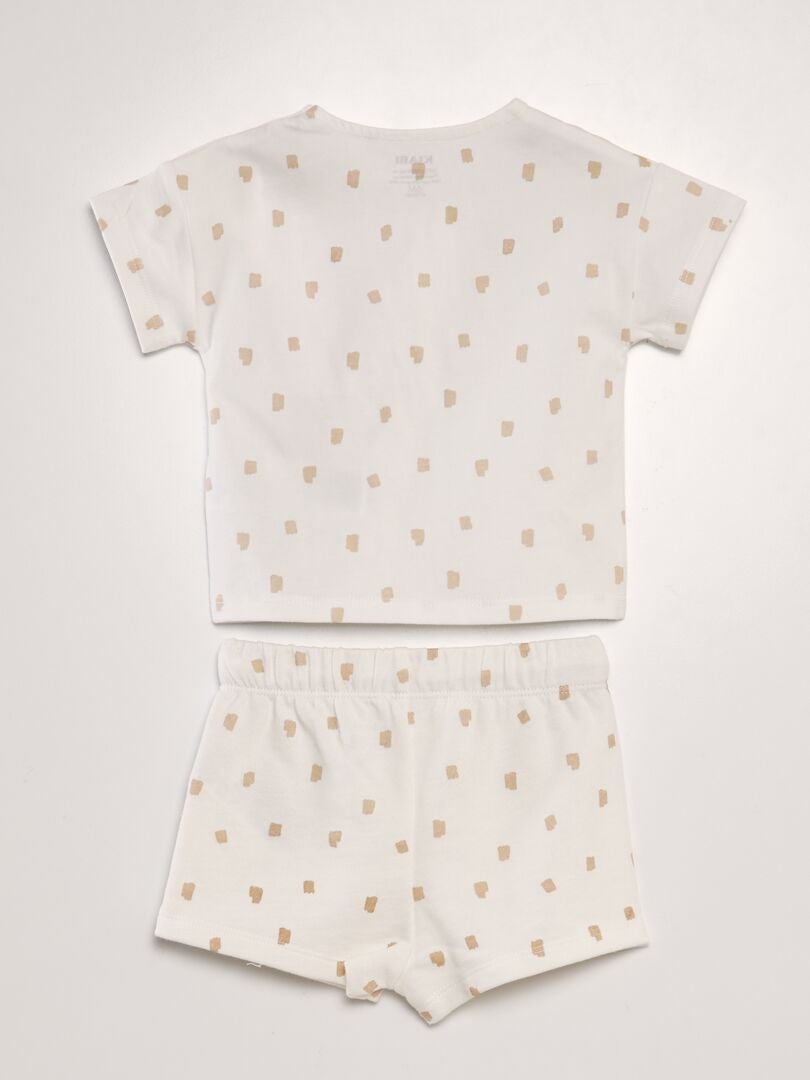 Korte pyjamaset - t-shirt + short - 2-delig - WIT
