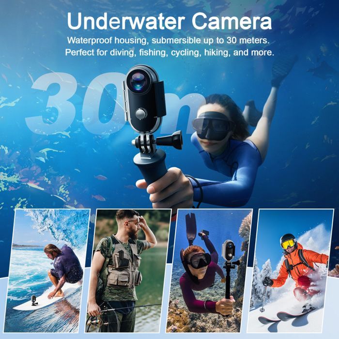 Mini Caméra Sport avec 64GB, Camera 1080p avec Audio et Vidéo, Magnétique et Pince 360°, 120° Grand Angle Action cam Multifonction