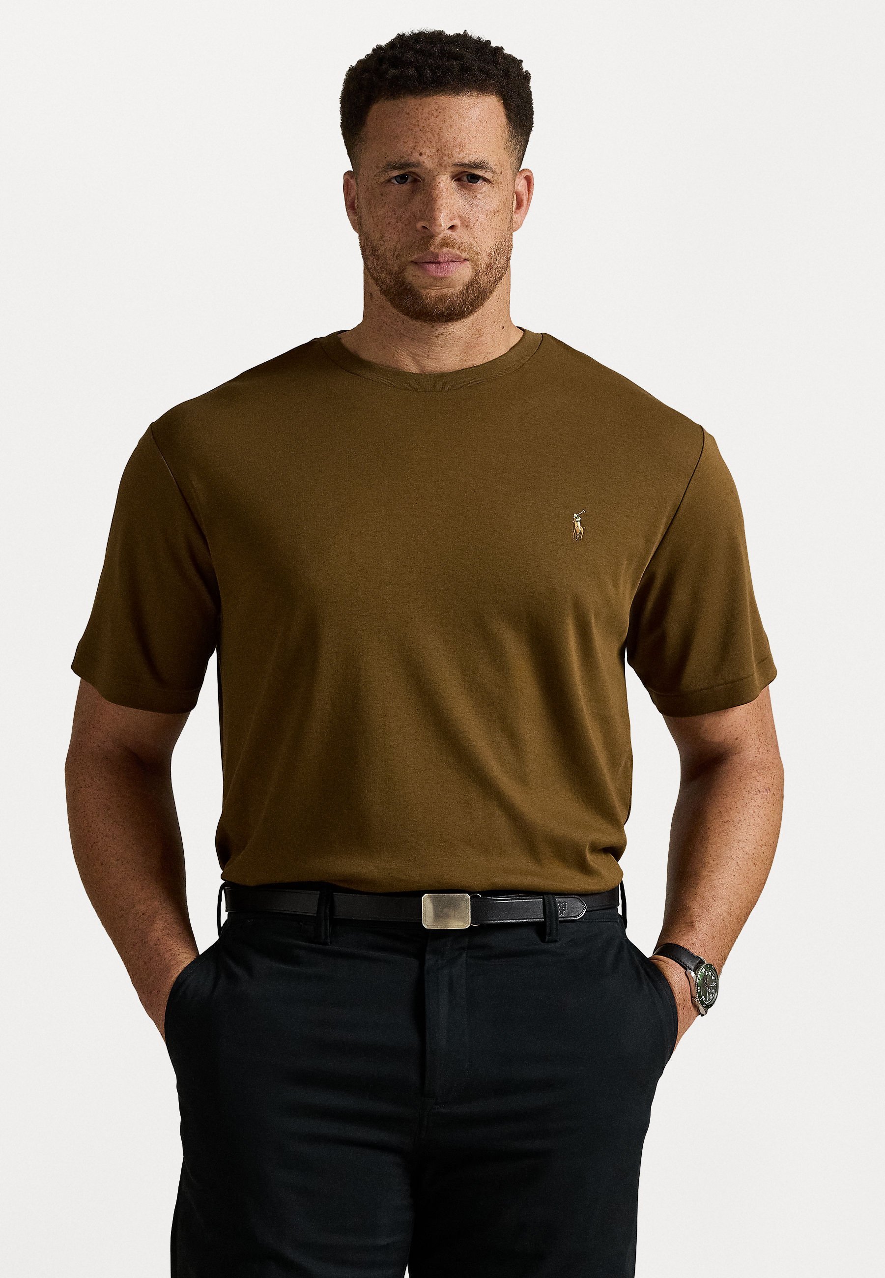 Polo Ralph Lauren Big & Tall T-Shirt aus weicher Baumwolle mit Rundhalsausschnitt – Basic-T-Shirt – Naturbraun