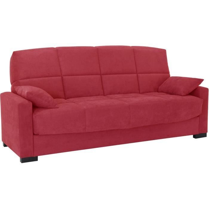 Megan 14 3-seater sofa bed - Soro red fabric - With armrests - Sleeping area 130x190 cm - W223 x D96 x H103 cm