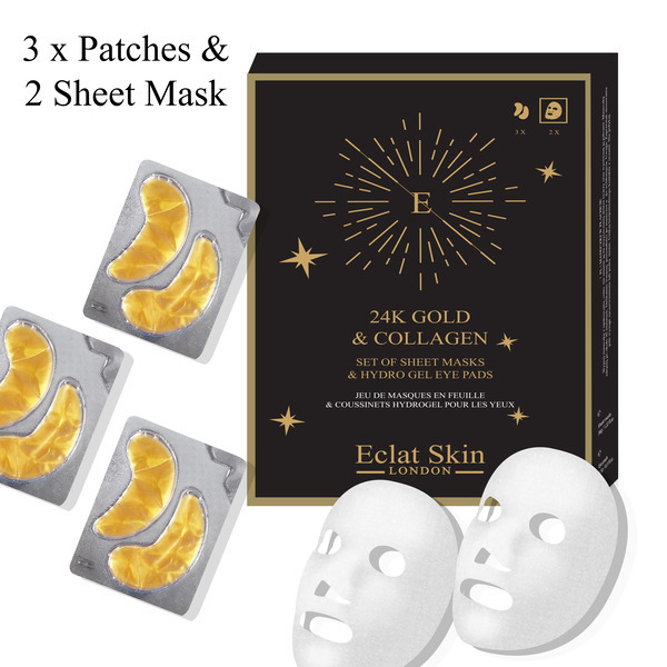 Eclat Skin London 24K kolagenové pleťové masky a hydratační polštářky pod oči