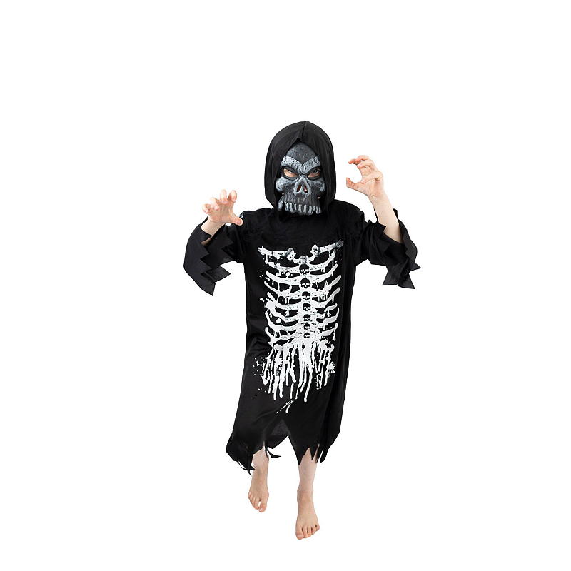 Disfraz de Halloween Time 2 Change, talla 4-6 años, esqueleto con guantes.