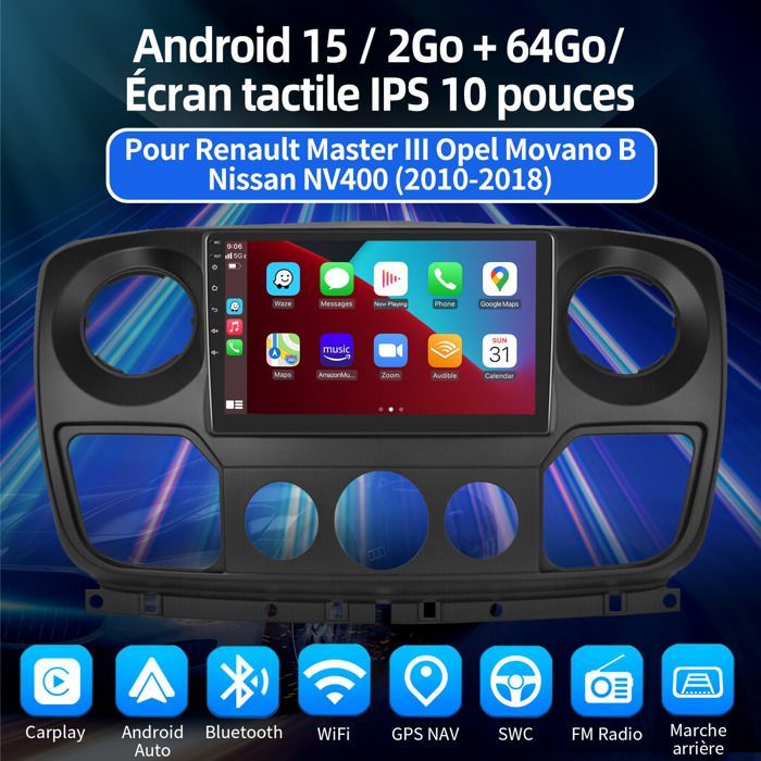 Android bilradio - ESSGOO - 64 GB - 10.1