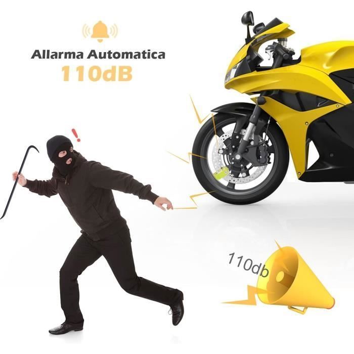 Candado de disco para motocicleta con alarma de 110 dB, candado de disco para scooter con alarma para motocicletas, bicicletas y scooters, con cable de 1,5 m.