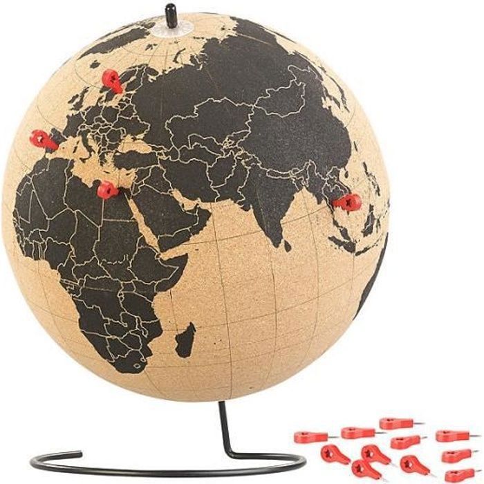 Globo giratorio de corcho - DE FÁBRICA - Ø 25 cm - 15 clavijas - Uso en interiores - Adulto - Unisex