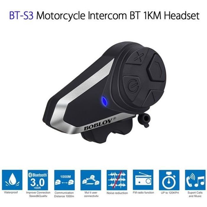 Intercomunicador Bluetooth para motocicleta BOBLOV BT-S3