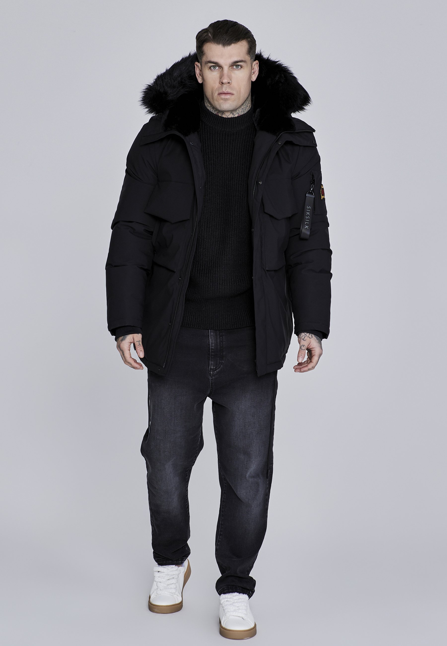 SIKSILK winterjas - zwart