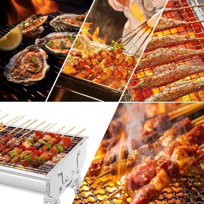 Stainless Steel Charcoal Barbecue, Charcoal Grill, Portable Charcoal Oven, Sturdy - 73 * 33 * 71 cm