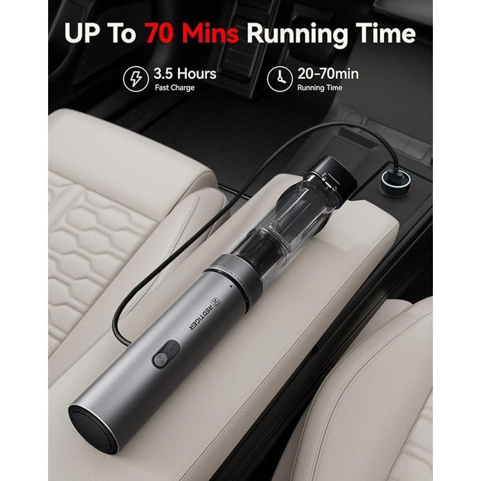 Aspiradora para coche REDTIGER VAC21, inalámbrica, 21000 PA, 70 minutos de autonomía, 4 en 1, USB-C rápido, portátil.