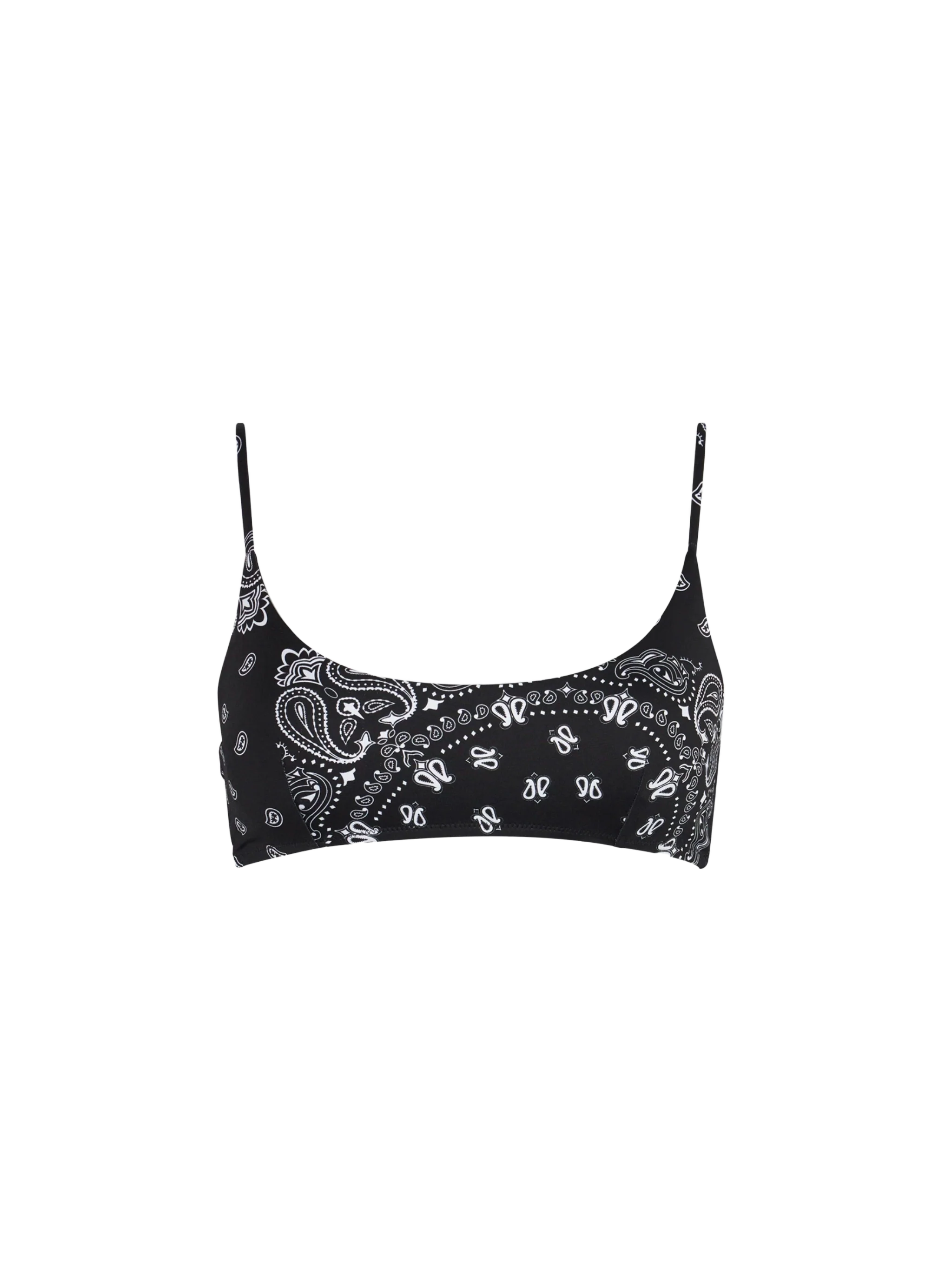 Traje de baño tipo bralette con estampado de bandana negra para mujer