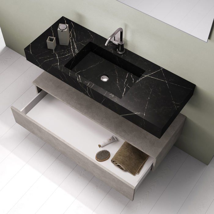 ASTRA 5-teiliges Badezimmer-Set, Graphit-Schwarz-Havana-Stein