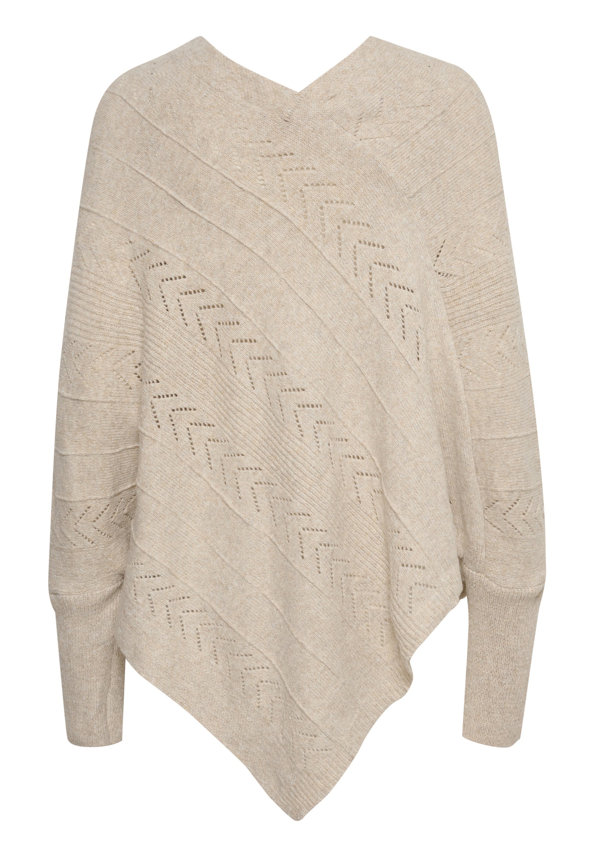 Cream HOLIDAY PONCHO - Genser - oat melange