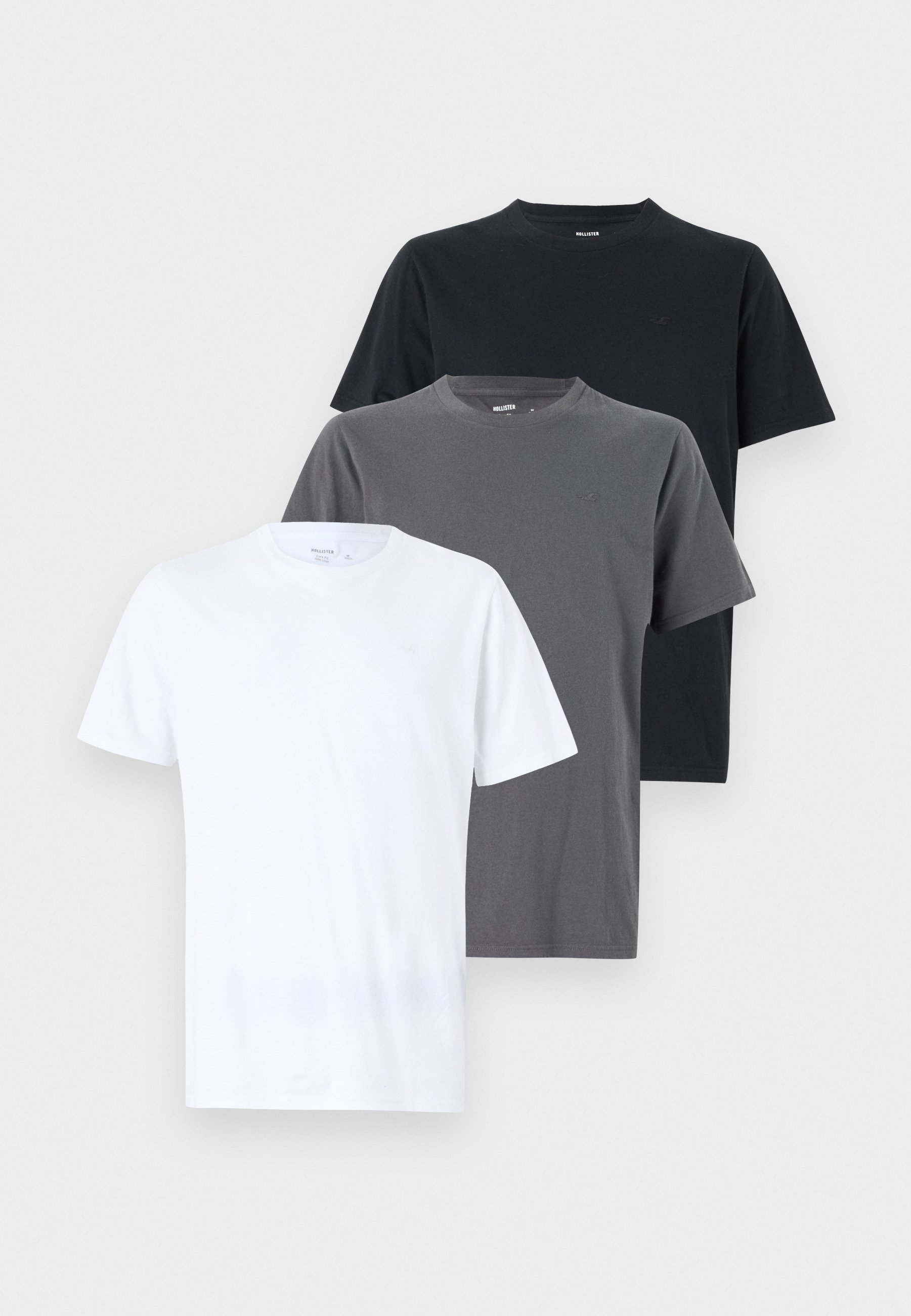Hollister Co. Icon Crew T-Shirt 3er-Pack - Basic T-Shirt - weiß/schwarz/grau