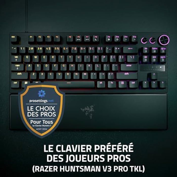 Razer Huntsman V3 Pro TKL (Switches Analog) - Clavier Gamer Tenkeyless - Razer Snap Tap & Déclenchement Rapide (Switches Optiques