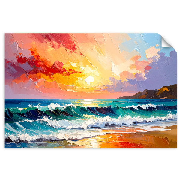 Plakat samoprzylepny Feeby Plaża Morze Fale Pejzaż jak malowany 30x20