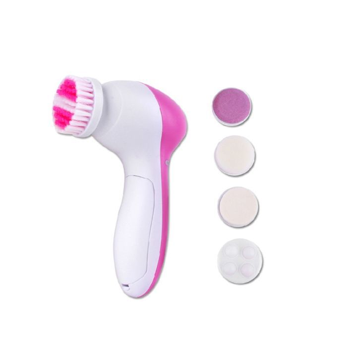 Cepillo limpiador facial eléctrico resistente al agua para una limpieza profunda y una exfoliación suave con 5 cabezales.