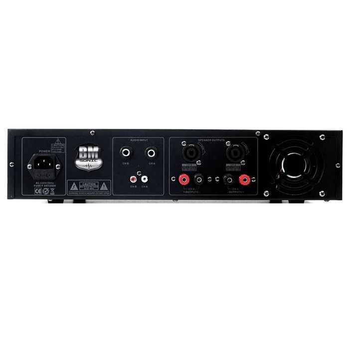 Professional DJ PA Amplifier - BM SONIC BMS-1000 - 1000W - MOSFET Technology with Continuous Cooling - RCA/RCA Cable
