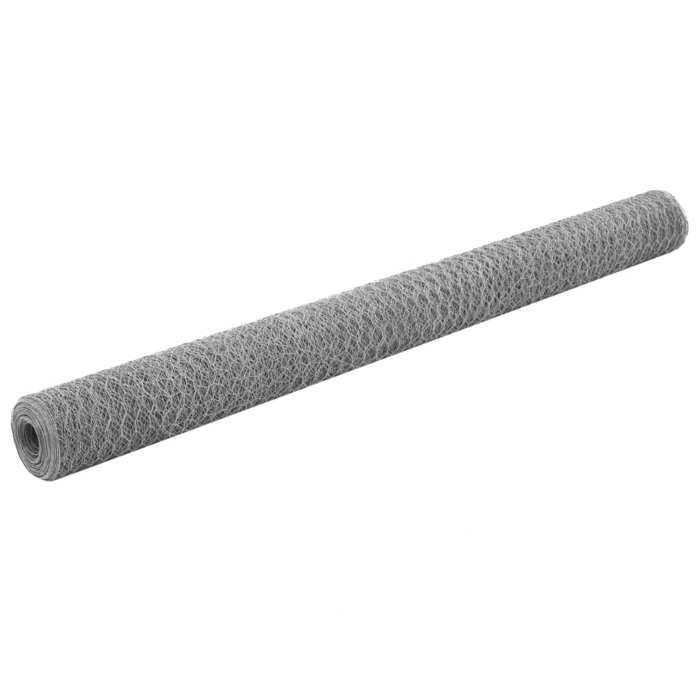 vidaXL Malla de acero galvanizado hexagonal de 25x1,5 m para valla de jardín, color plata, 143325
