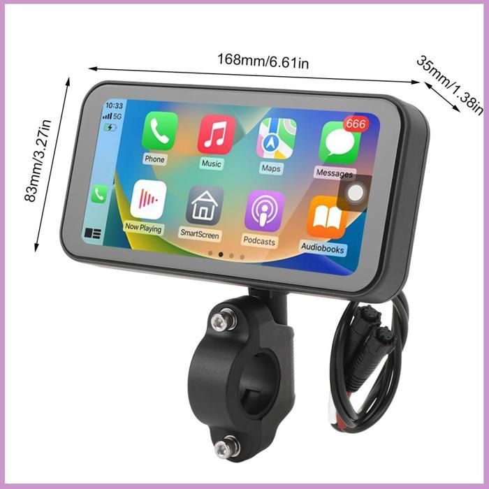 Cocosity Wireless CarPlay para motocicleta, dispositivo de navegación GPS para motocicleta con pantalla táctil de 6,25 pulgadas para asiento de coche