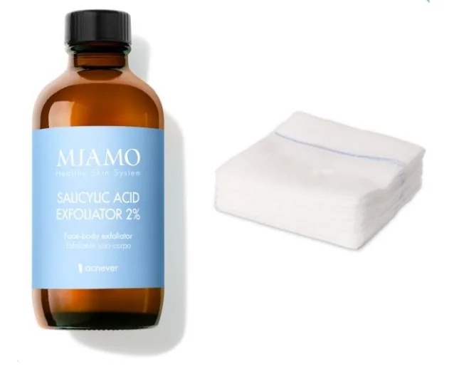 MIAMO Miamo Acnever Loción Exfoliante con Ácido Salicílico al 2% y Gasa Exfoliante