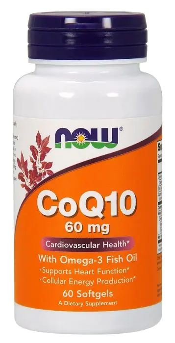 Now Foods CoQ10 With Omega-3 60 mg, Suplement diety z koenzymem Q10 i kwasami omega-3, Kapsułki