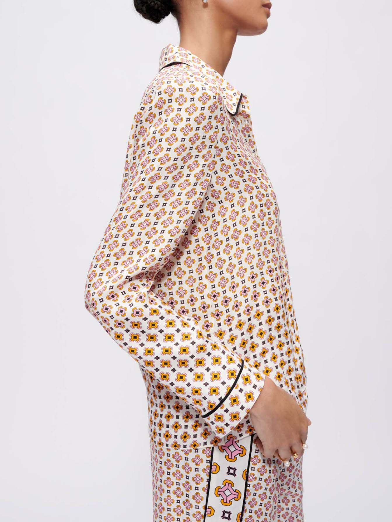 Viscose overhemd met print - Tegels fond écru