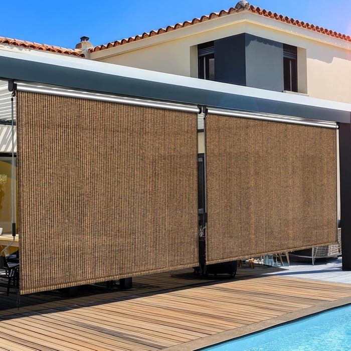 2 toldos verticales, persianas verticales, velas de sombra de HDPE para pérgola de terraza, toldo de balcón - (240x180 cm, marrón)
