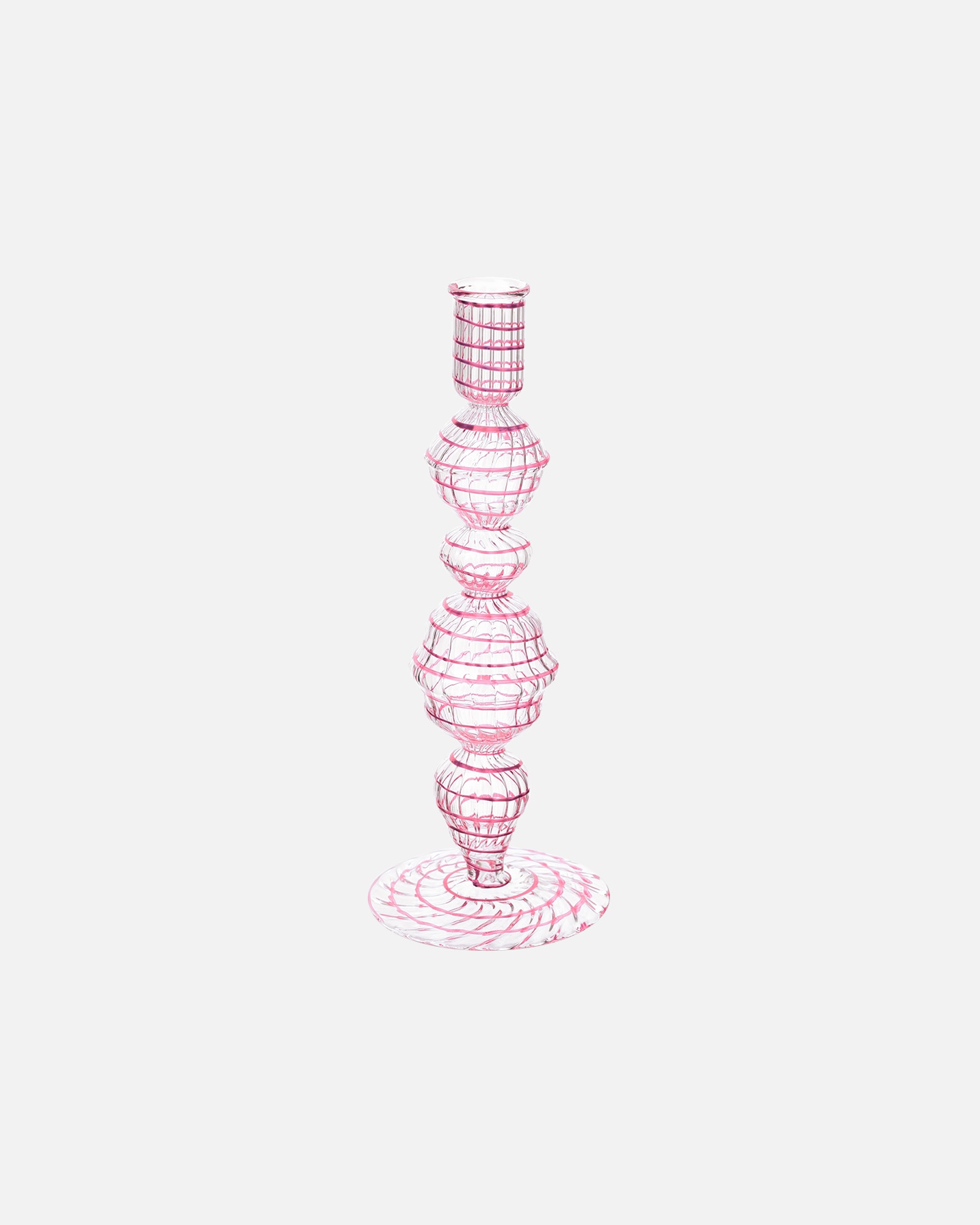 PIP Studio glazen kaarsenhouder, roze spiraalpatroon – 1 stuk