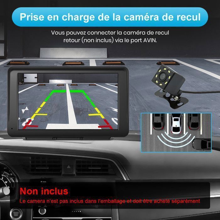 AWESAFE GPS Voiture Carplay sans Fil Android Auto sans Fil Airplay avec 7 pouces HD Écran Tactile PhoneLink Télécommande