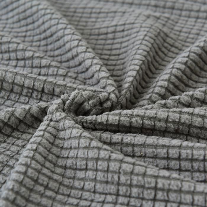 Housse de canapé 3 places élastique antidérapante grille de gaufres polaire de couleur Gris