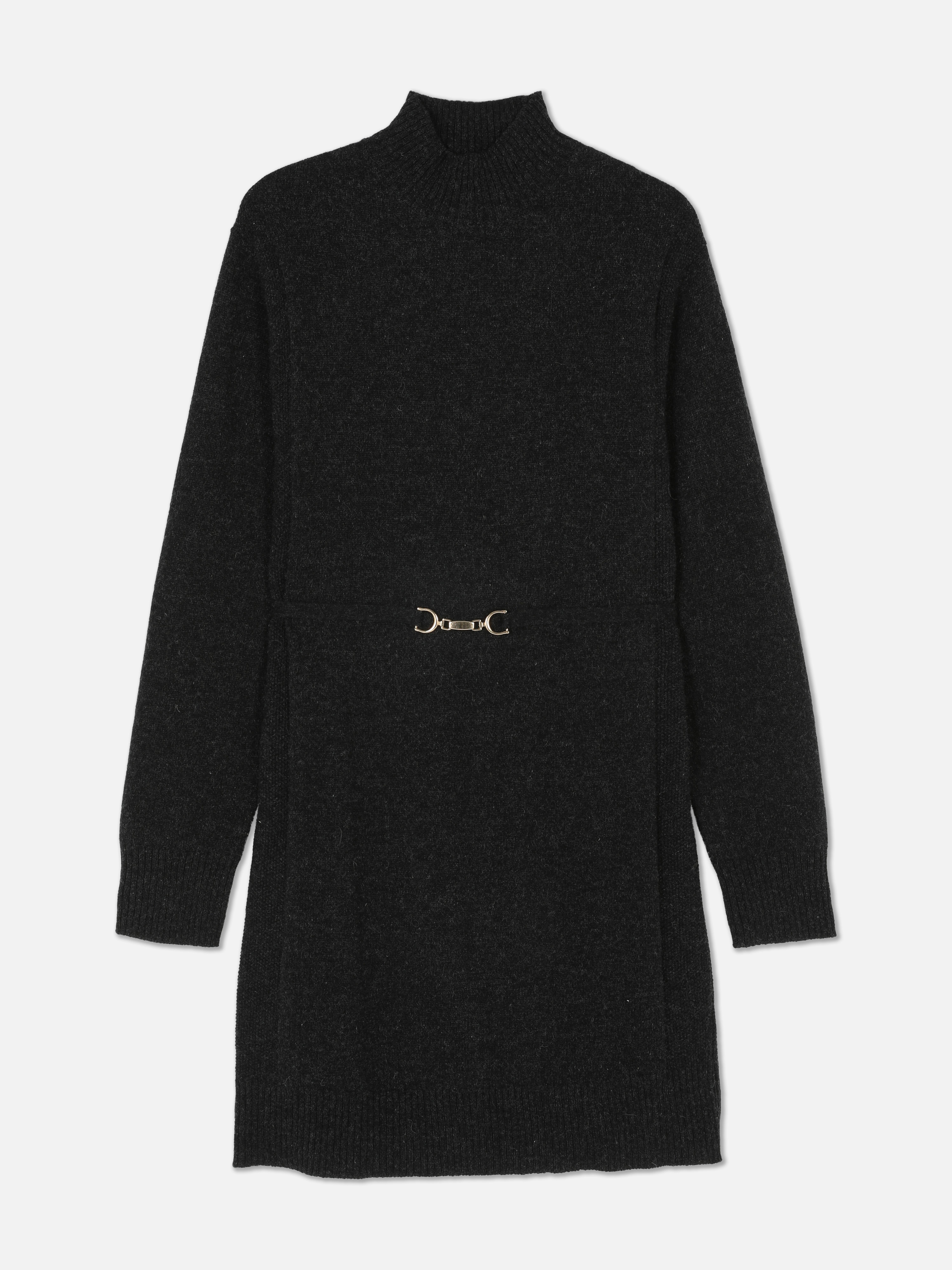 Robe en maille principalement en laine - La sélection Cette robe midi est confectionnée en laine et possède une ceinture en métal