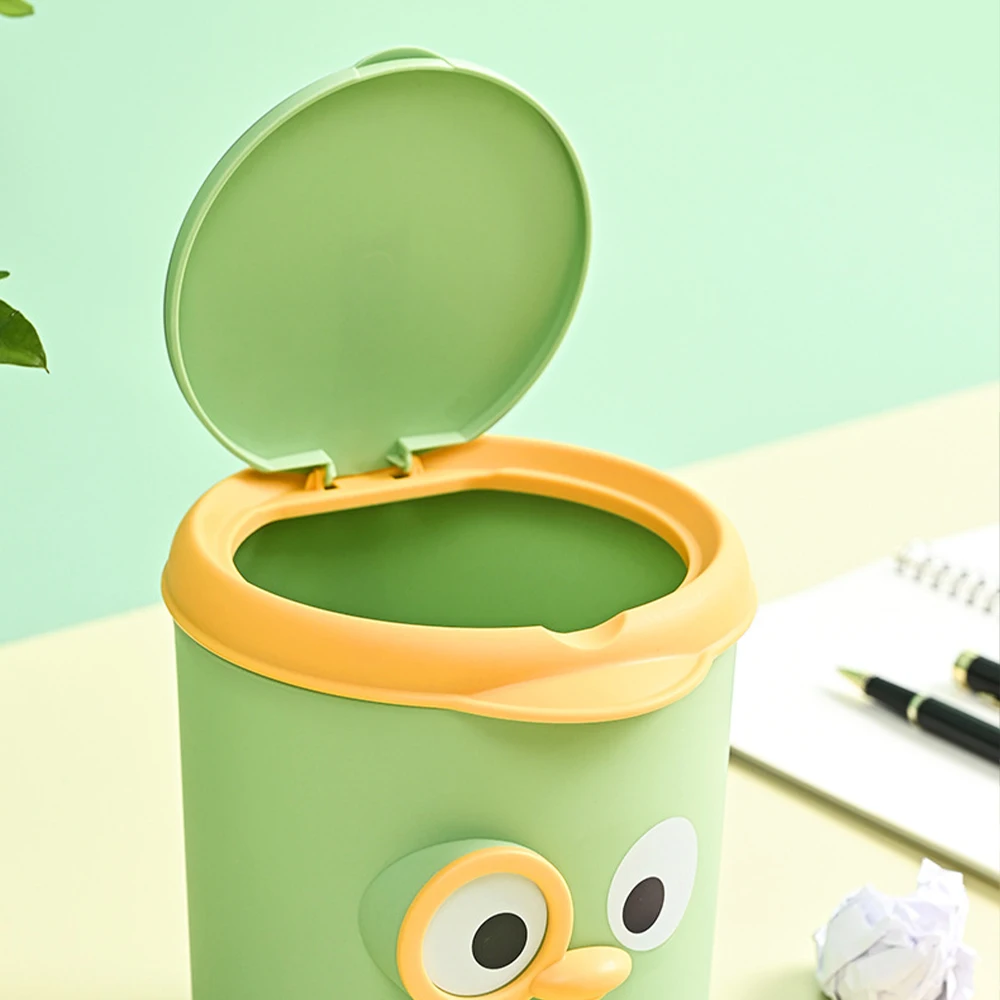 Mini poubelle de bureau mignonne avec couvercle à ceinture simple, petit seau de rangement, panier de cuisine, poubelle pour le bureau et la maison.