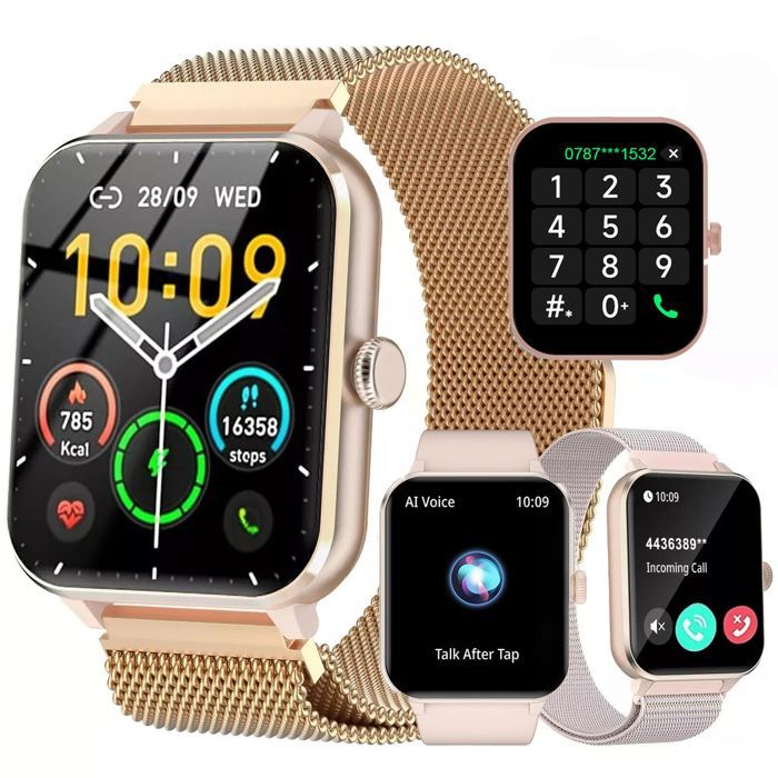Blackview Montre Connectée Femme Appel Bluetooth ,2 Bracelets, 1.96