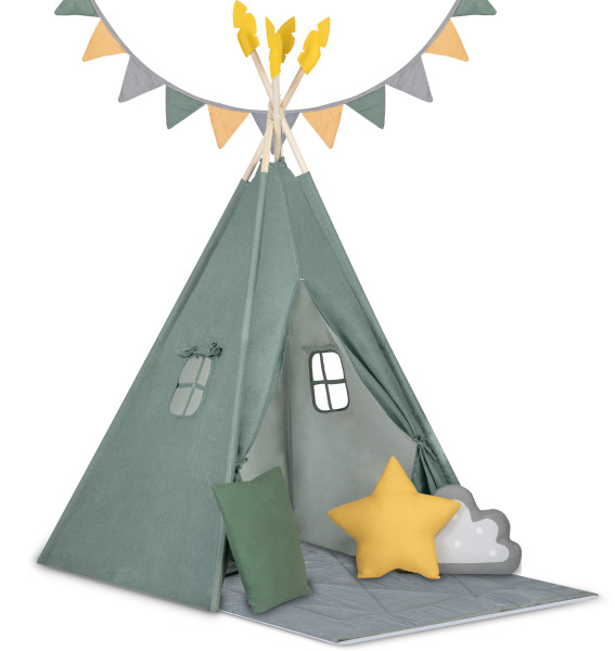 Tipi namiot dla dzieci teepee girlanda poduszki duża mata