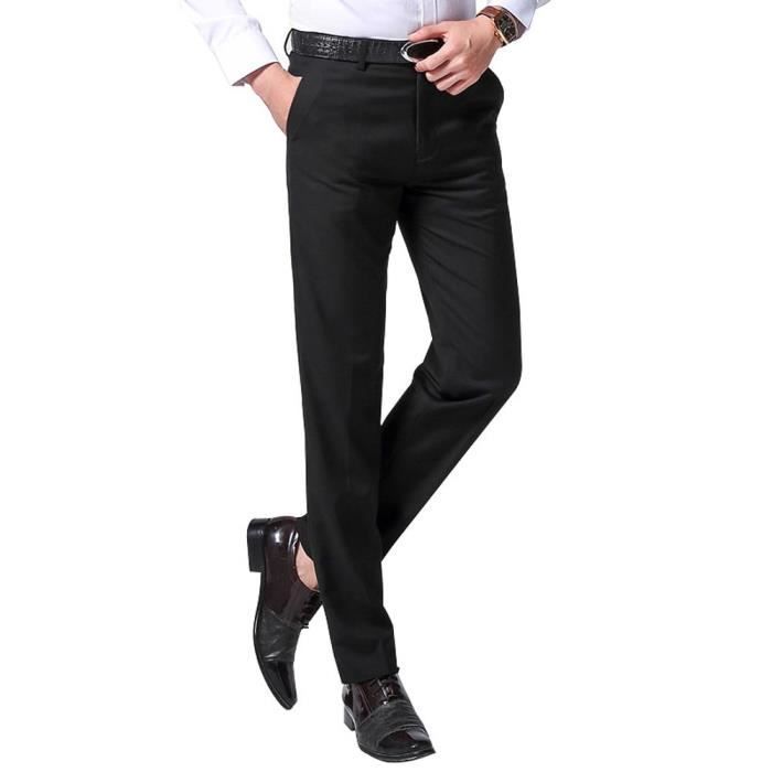 Pantalon Homme de Costume Coupe Slim Pantalon Elegant Stretch Style Business - Noir